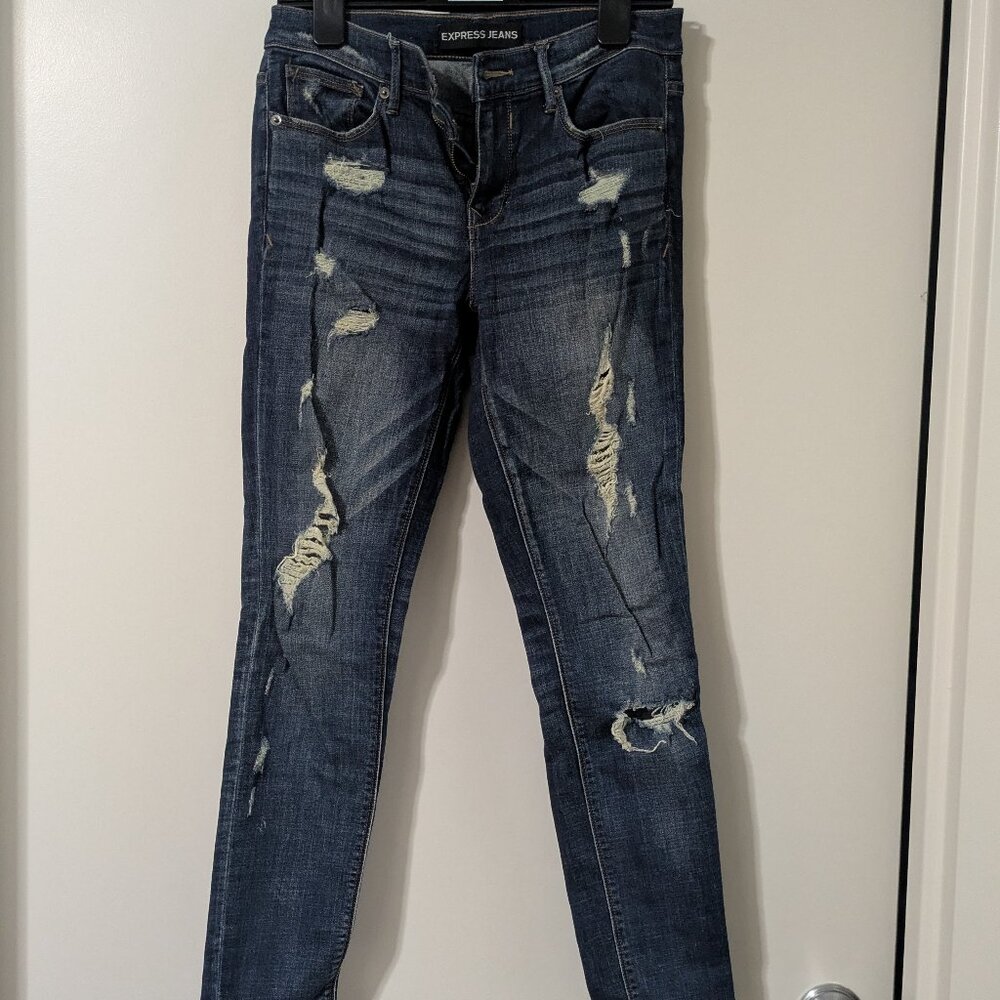 Express ripped jeans denim leggings (Size 6)